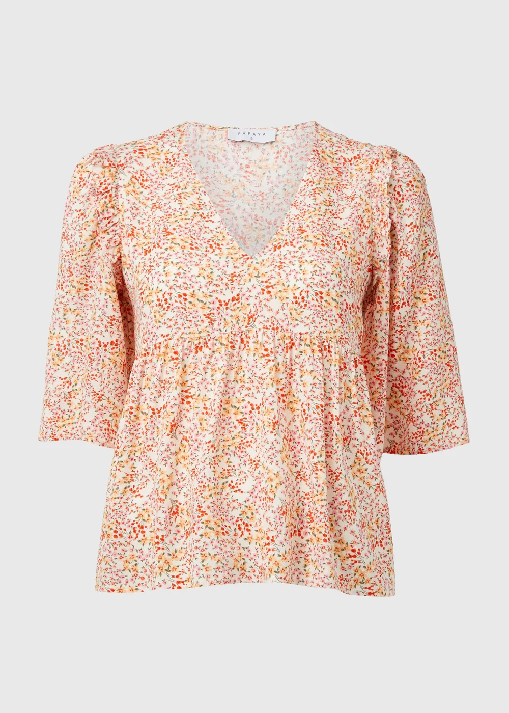 Multicolour Floral Viscose Dobby Frill Blouse Top - 8 Image 5