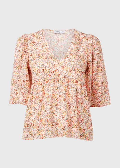 Multicolour Floral Viscose Dobby Frill Blouse Top - 8 Image 5