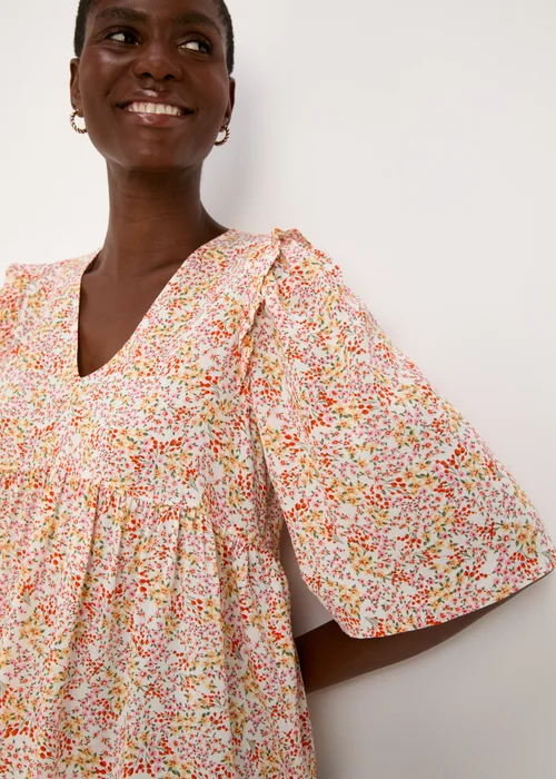 Multicolour Floral Viscose Dobby Frill Blouse Top - 8 Image 3