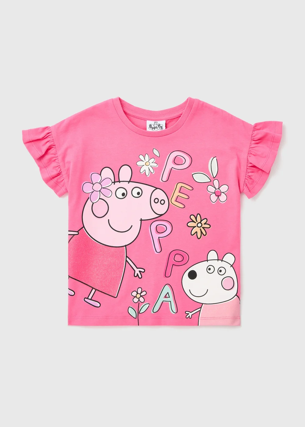 Peppa Pig Girls Pink Frill Fashion T-Shirt (9mths-5yrs) - 2-3 Yrs Image 1
