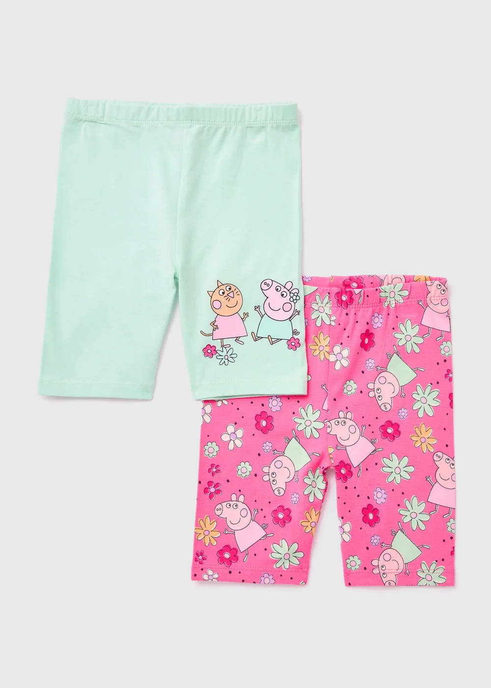 Peppa Pig Girls 2 Pack Green & Pink Shorts (9mths-5yrs) - 9-12 months Image 1