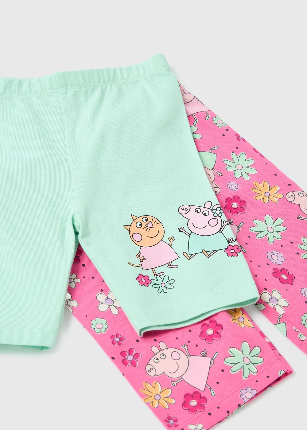 Peppa Pig Girls 2 Pack Green & Pink Shorts (9mths-5yrs) - 9-12 months Image 2