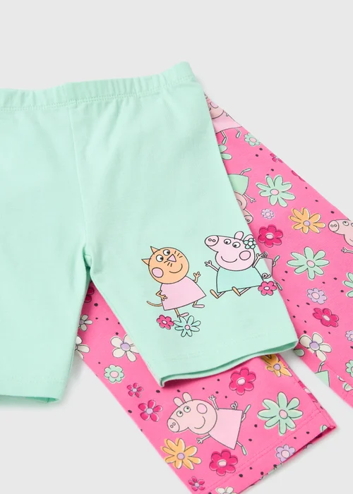 Peppa Pig Girls 2 Pack Green & Pink Shorts (9mths-5yrs) - 9-12 months Image 2