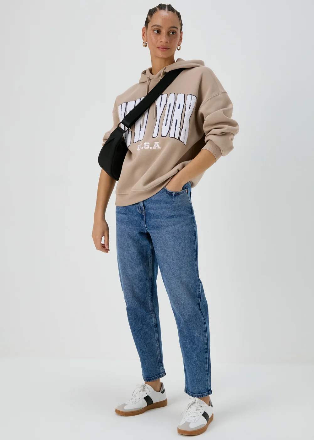 Beige New York Print Co Ord Hoodie - Small Image 4