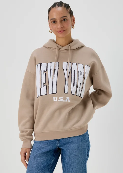 Beige New York Print Co Ord Hoodie - Small Image 1