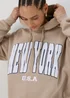 Beige New York Print Co Ord Hoodie - Small Image 3