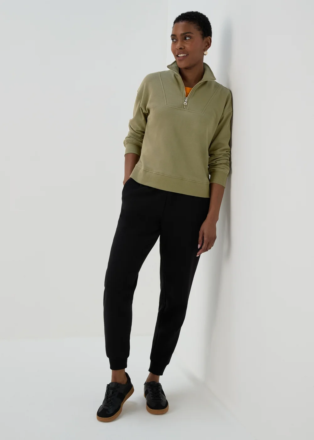 Khaki Half Zip Top - S Image 4