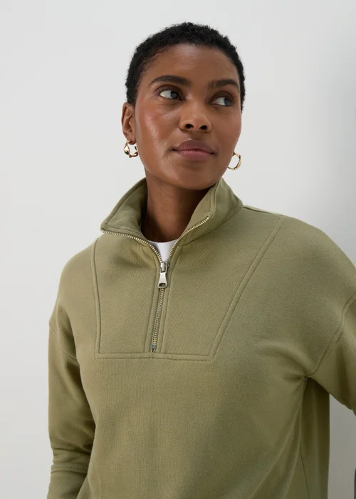 Khaki Half Zip Top - S Image 1