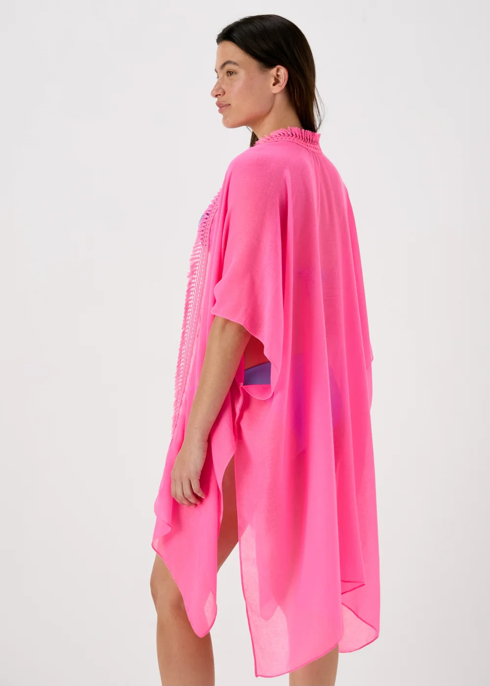 Pink Solid Kimono - One Size Image 2