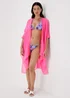 Pink Solid Kimono - One Size Image 3