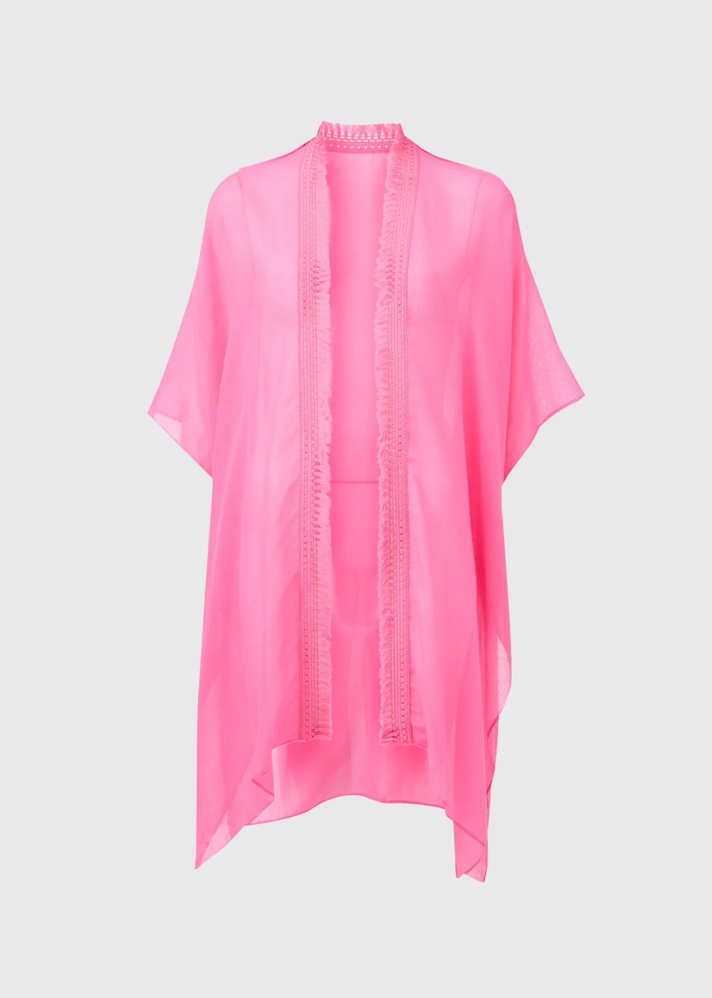 Pink Solid Kimono - One Size Image 4