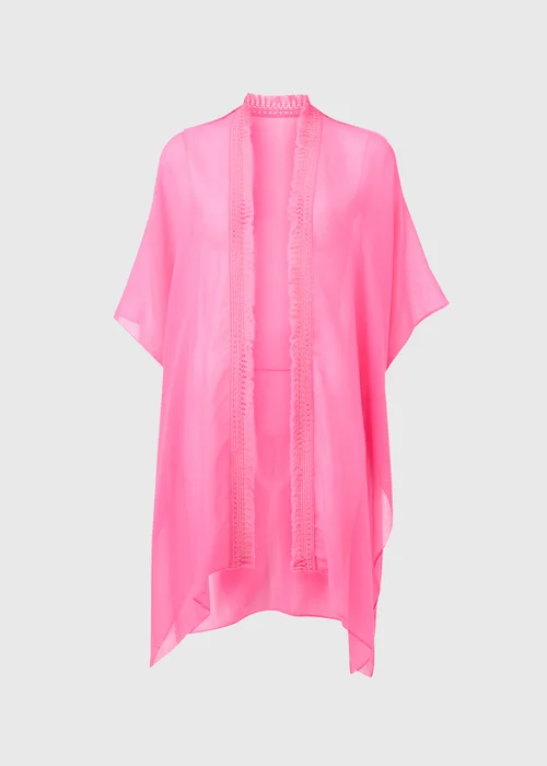Pink Solid Kimono - One Size Image 4