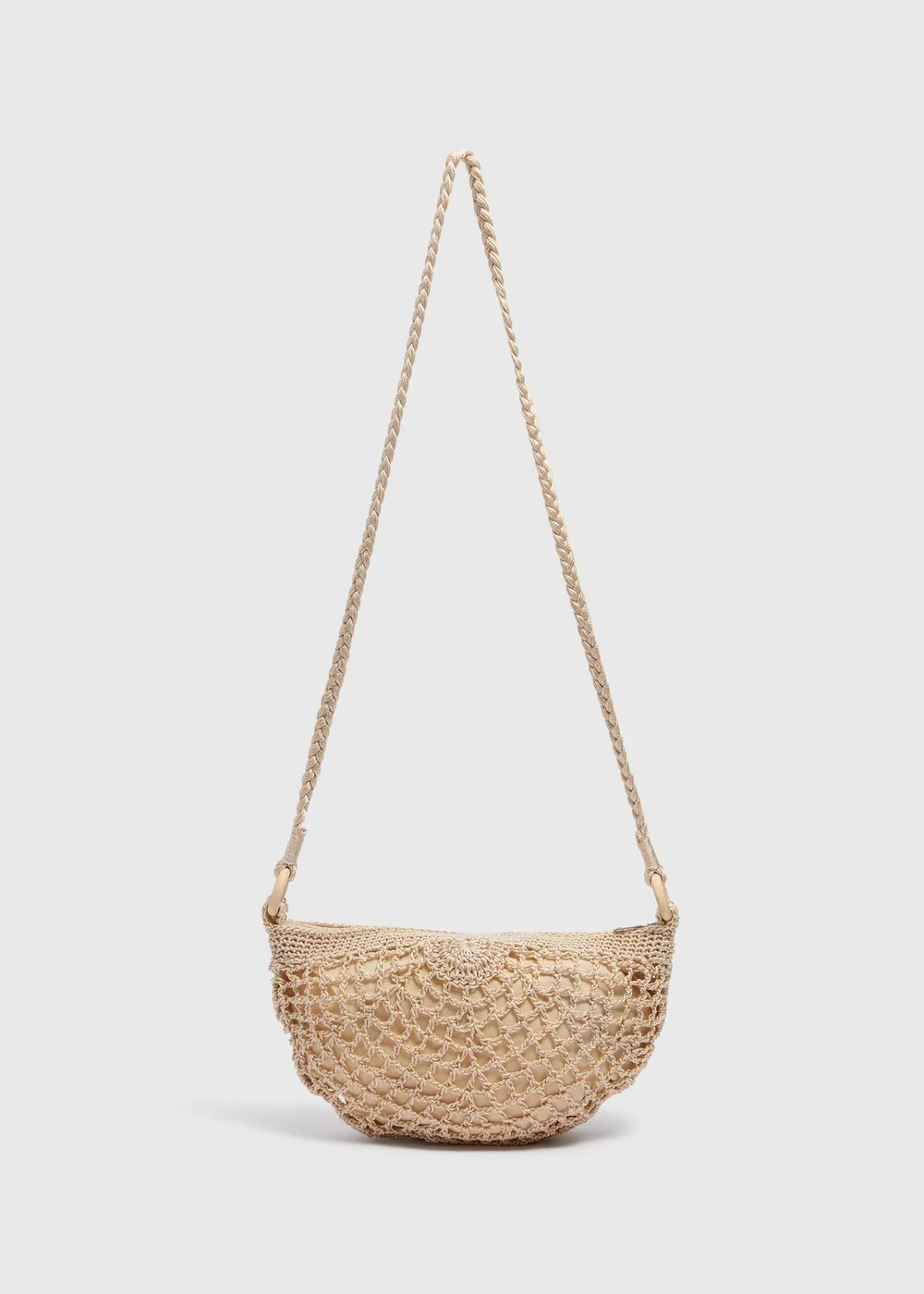Natural Cross Body Crochet Bag - One Size Image 3