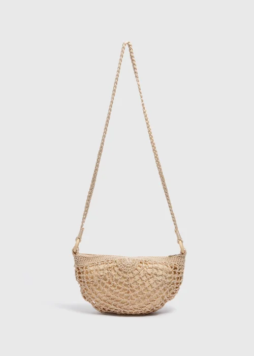 Natural Cross Body Crochet Bag - One Size Image 3