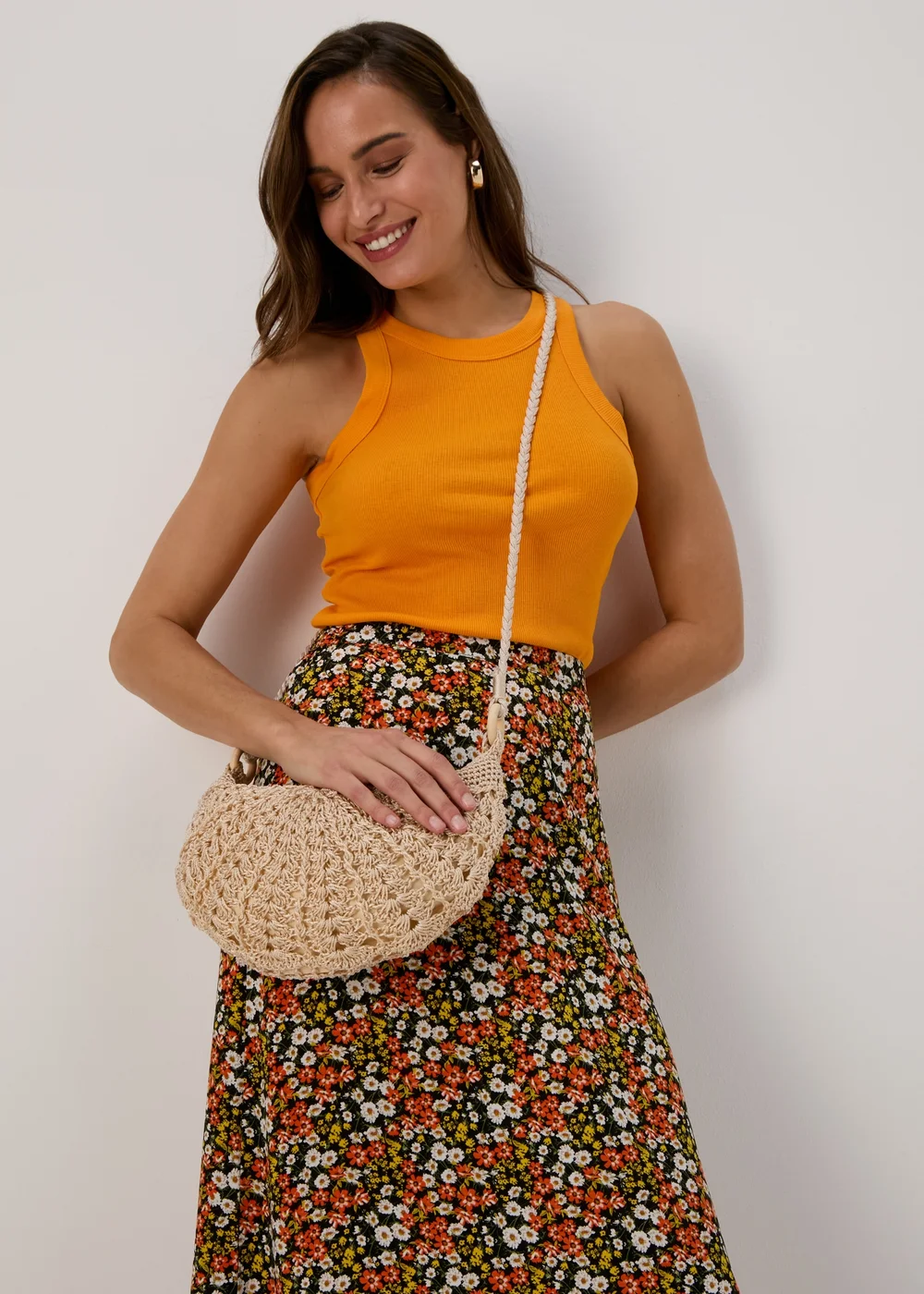 Natural Cross Body Crochet Bag - One Size Image 2
