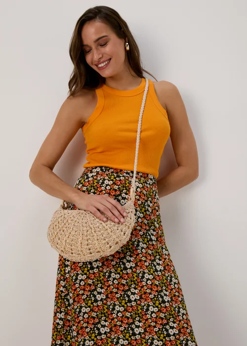 Natural Cross Body Crochet Bag - One Size Image 2