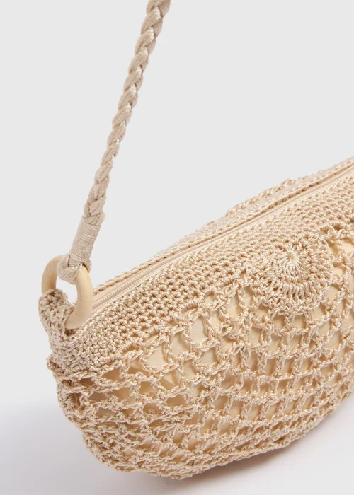 Natural Cross Body Crochet Bag - One Size Image 4