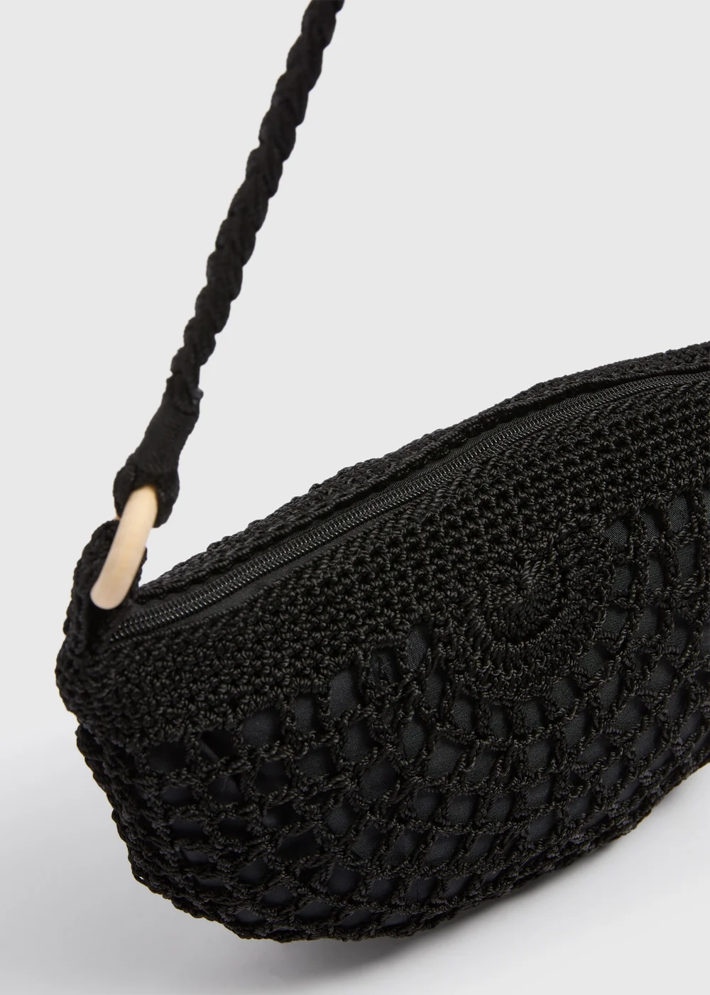 Black Cross Body Crochet Bag - One Size Image 3
