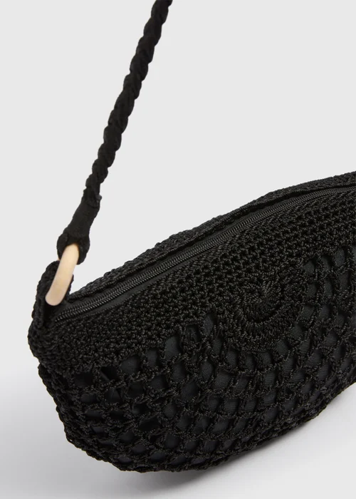 Black Cross Body Crochet Bag - One Size Image 3