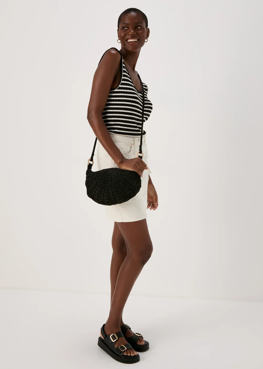 Black Cross Body Crochet Bag - One Size Image 2