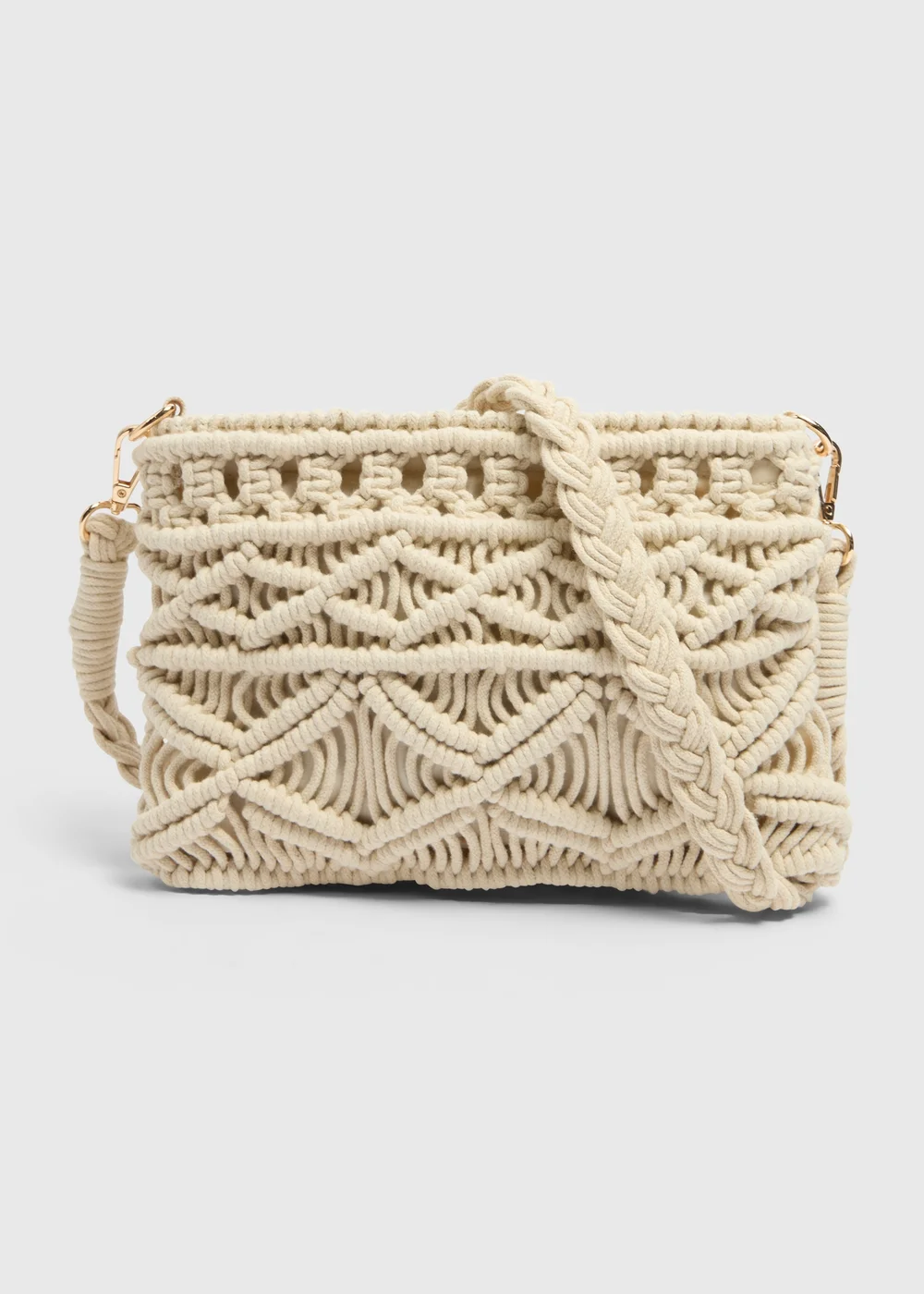 Natural Macramé Cross Body Bag - One Size Image 3