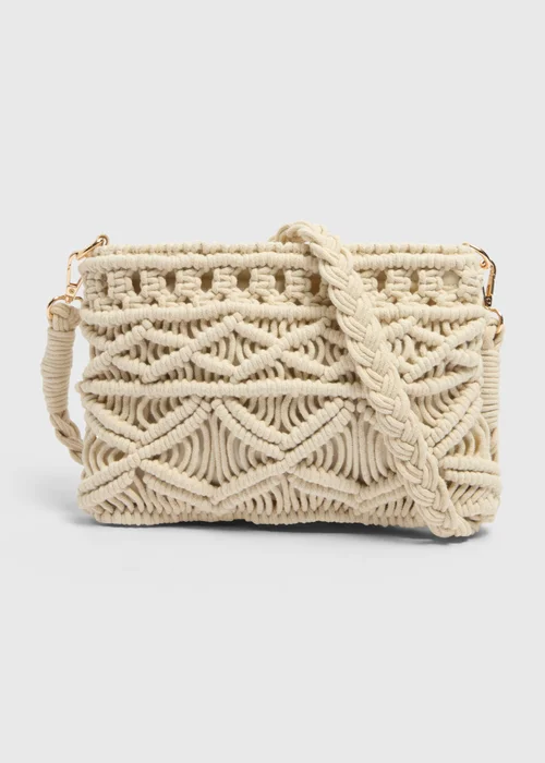 Natural Macramé Cross Body Bag - One Size Image 3
