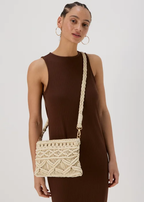 Natural Macramé Cross Body Bag - One Size Image 2