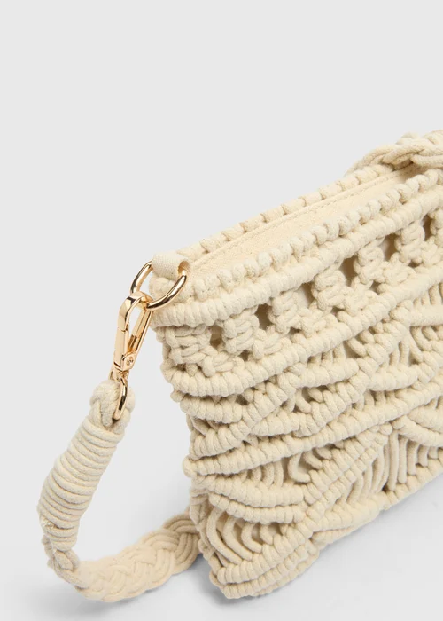 Natural Macramé Cross Body Bag - One Size Image 4