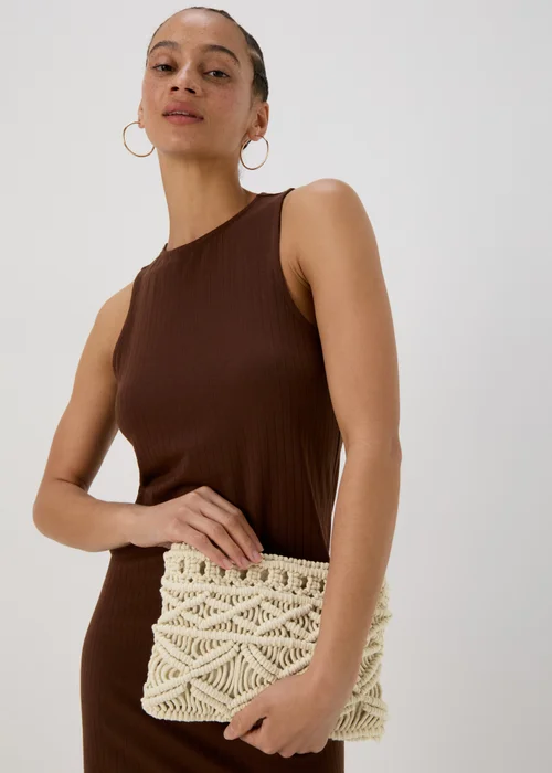 Natural Macramé Cross Body Bag - One Size Image 1