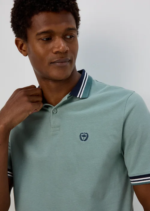 Sage Tipped Polo Shirt - S Image 3