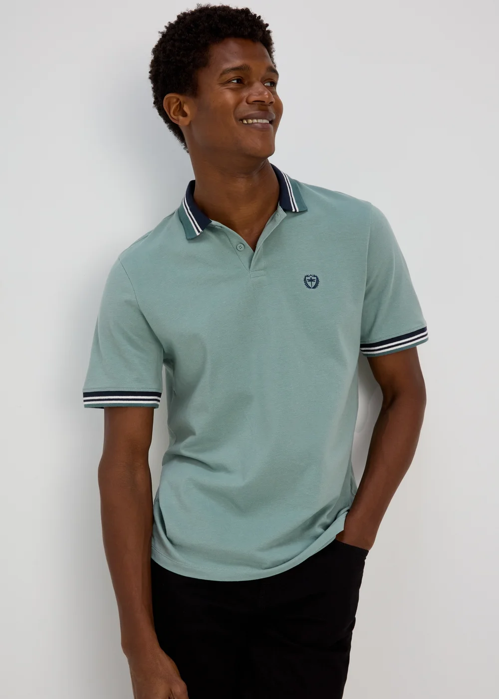 Sage Tipped Polo Shirt - S Image 1