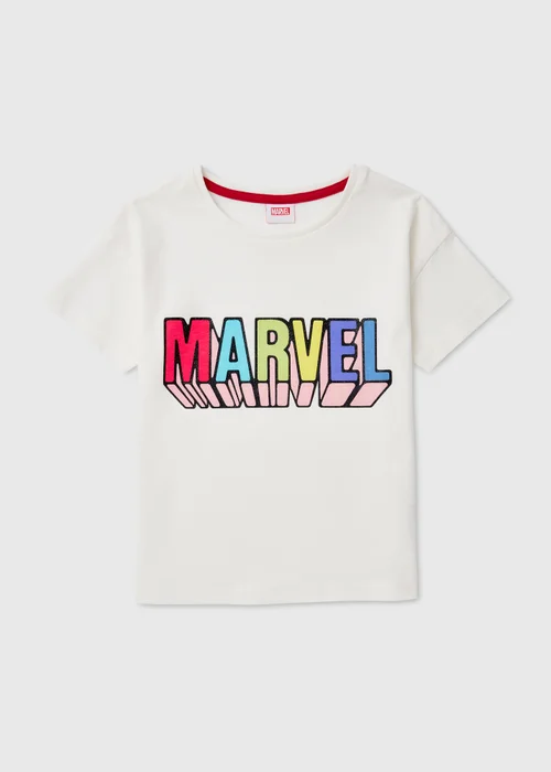 Marvel Girls Cream Top (5-12yrs) - Age 5 Years Image 1