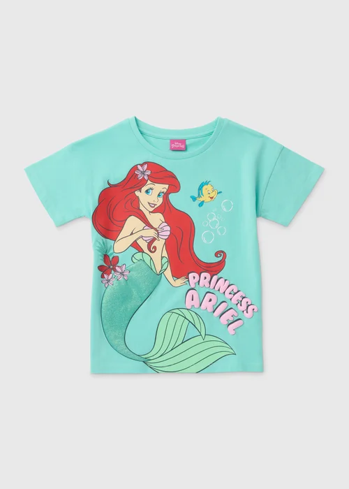 Disney Girls Blue Princess Ariel T-Shirt (1-8yrs) - 1-1.5 Yrs Image 1