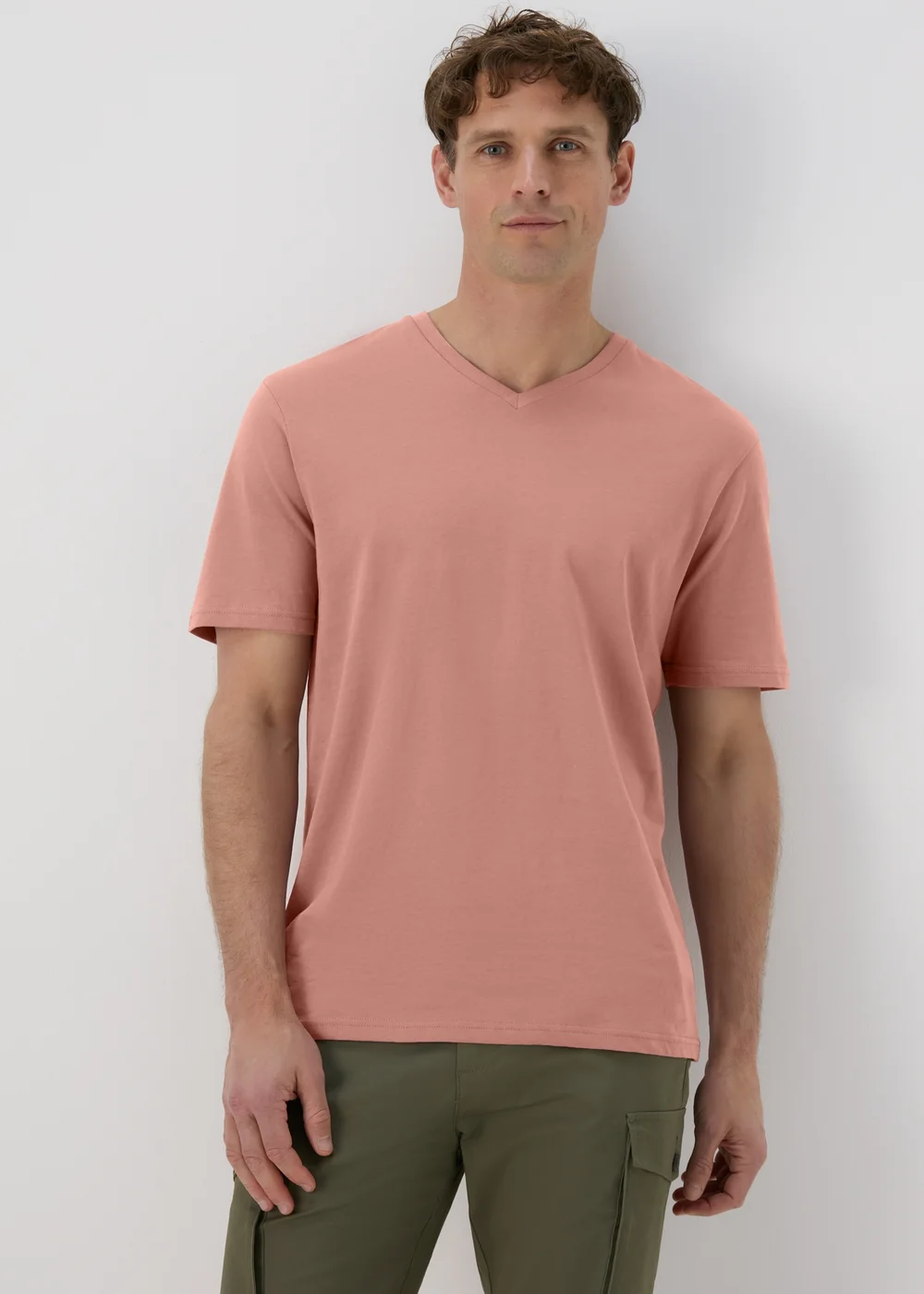 Pink Burlwood Essential V Neck T-Shirt - S Image 1