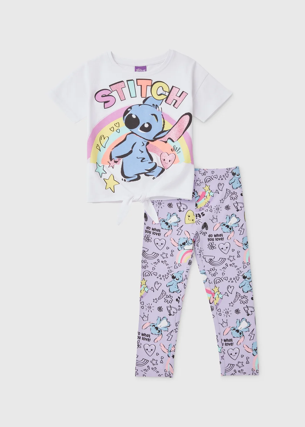 Disney Girls Lilac Stitch T-Shirt & Leggings Set (1-6yrs) - 1-1.5 Yrs Image 1