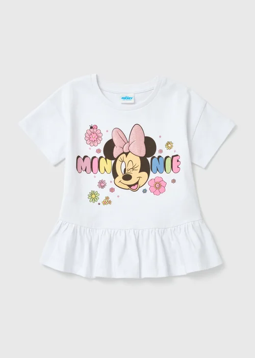 Disney Girls White Minnie Floral Peplum T-Shirt (9mths-7yrs) - 2-3 Yrs Image 1