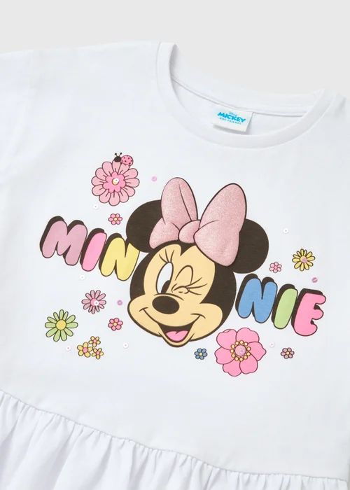 Disney Girls White Minnie Floral Peplum T-Shirt (9mths-7yrs) - 2-3 Yrs Image 2