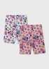Minnie Mouse Girls 2 Pack Floral Pink & White Shorts (9mths-7yrs) - Age 9 - 12 Months Image 1