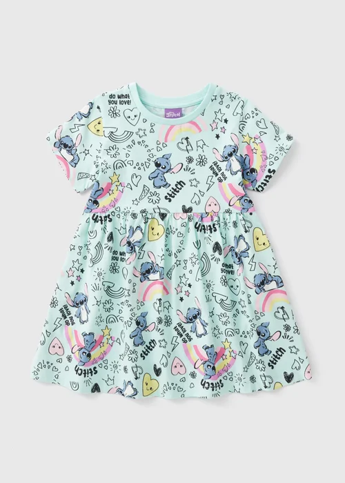Disney Girls Blue Stitch Dress (1-7yrs) - 1-1.5 Yrs Image 1