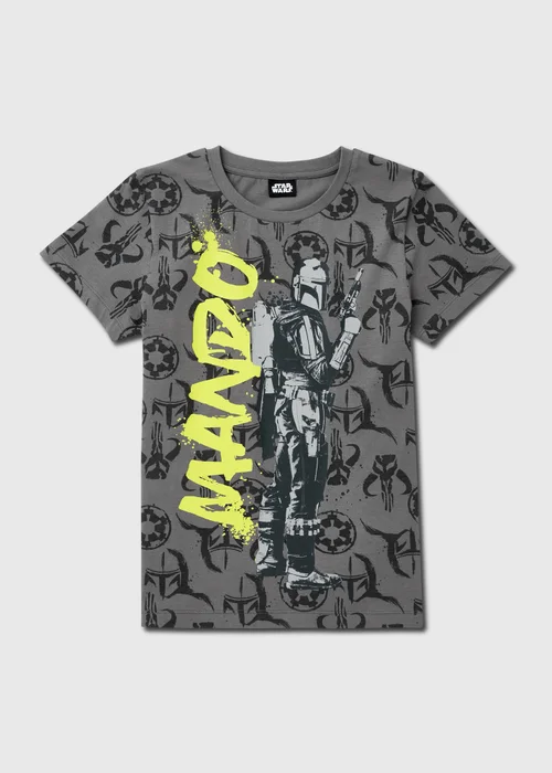 Boys Grey Mandalorian T-Shirt (4-13yrs) - Age 4 Years Image 1