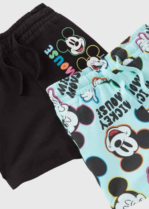 Disney Boys 2 Pack Black & Blue Mickey Sweatshorts (9mths-6yrs) - Age 9 - 12 Months Image 2
