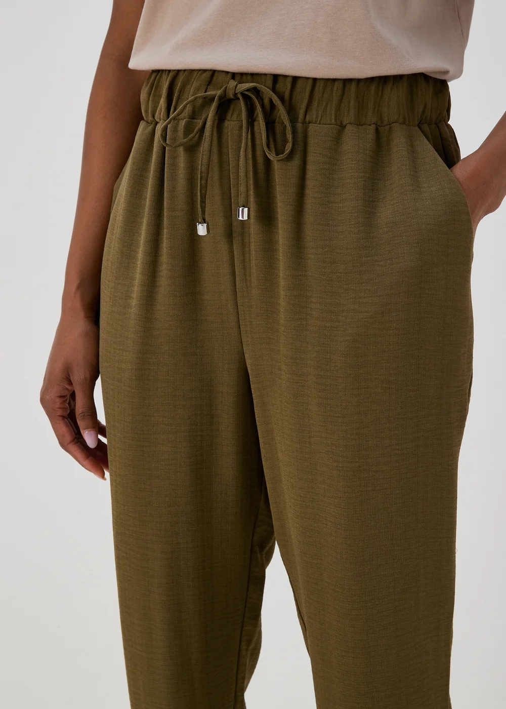 Olive Light Weight Tapered Trousers - 8 Image 3
