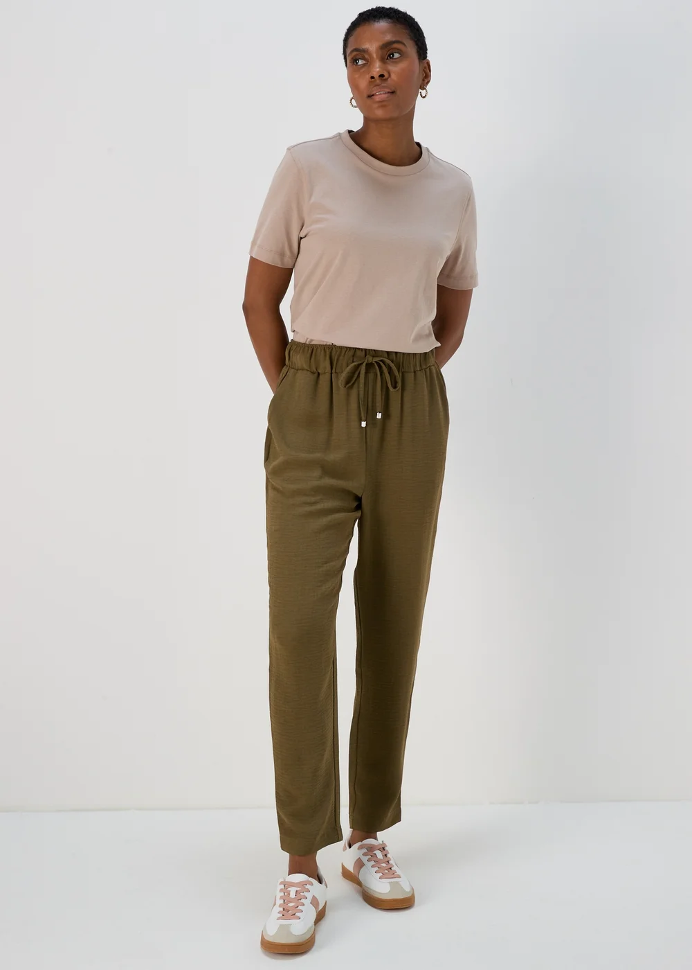 Olive Light Weight Tapered Trousers - 8 Image 4