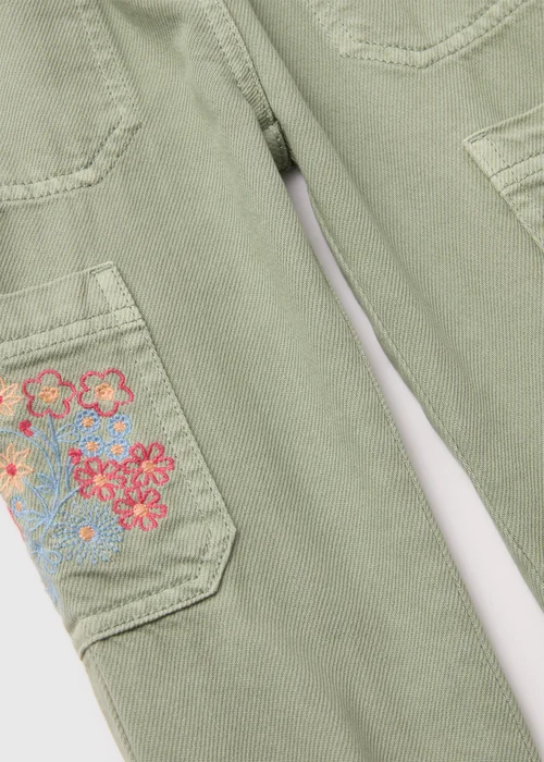 Girl Khaki Embroidered Cargo Trousers (1-7yrs) - Age 2 - 3 Years Image 2