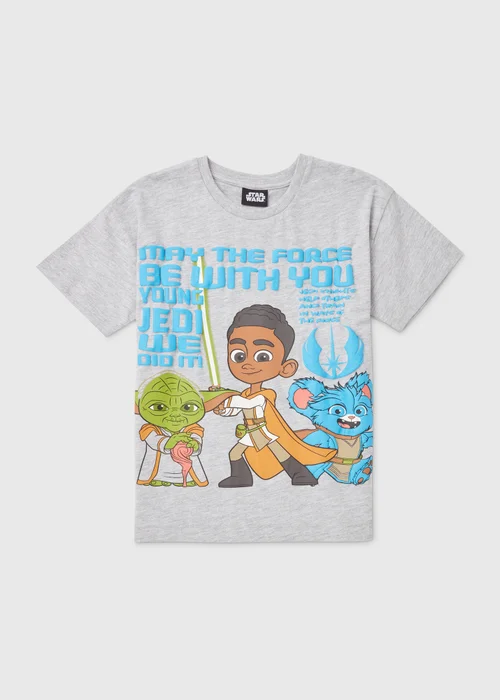Star Wars Boys Grey Young Jedi T-Shirt (9mths-7yrs) - 9-12 months Image 1