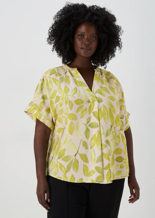 Et Vous Lime Leaf Print Airflow Blouse Top - 8 Image 1