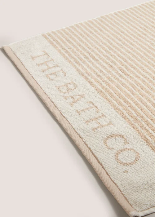 Neutral Beige 100% Cotton The Laundry Co Border Stripe Towel - Hand Towel Image 2