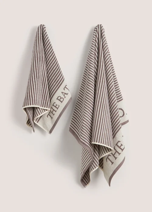 Dark Grey 100% Cotton The Laundry Co Border Stripe Hand Towel - Hand Towel Image 1