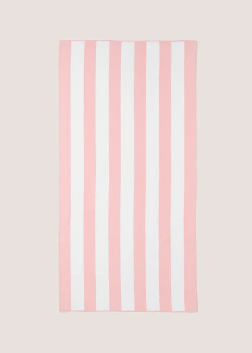 Pink Stripe Microfibre Beach Towel Image 1