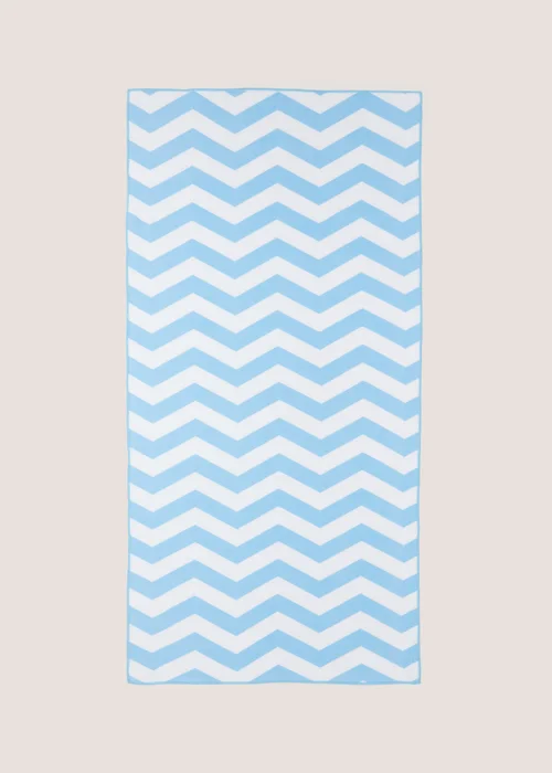 Blue Geo Print Microfibre Beach Towel Image 1
